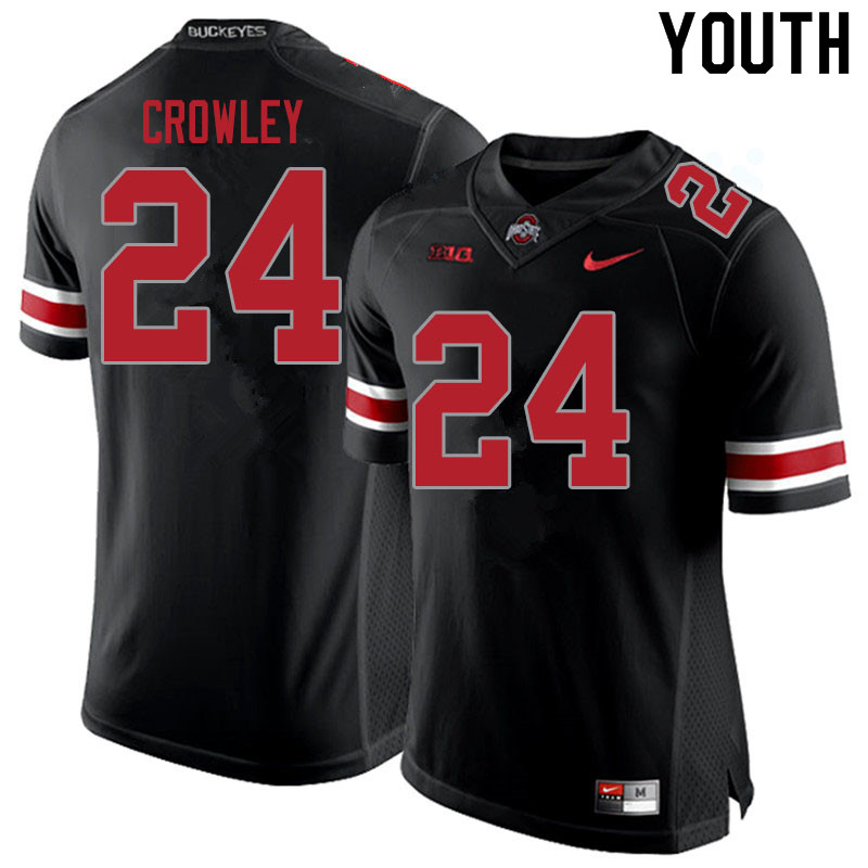 Ohio State Buckeyes Marcus Crowley Youth #24 Blackout Authentic Stitched College Football Jersey